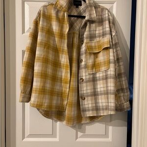 Timing Yellow and Gray Plaid Casual Shirt